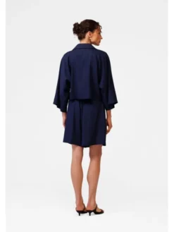 LE POSSÉ Szorty materiałowe B Granatowy Loose Fit