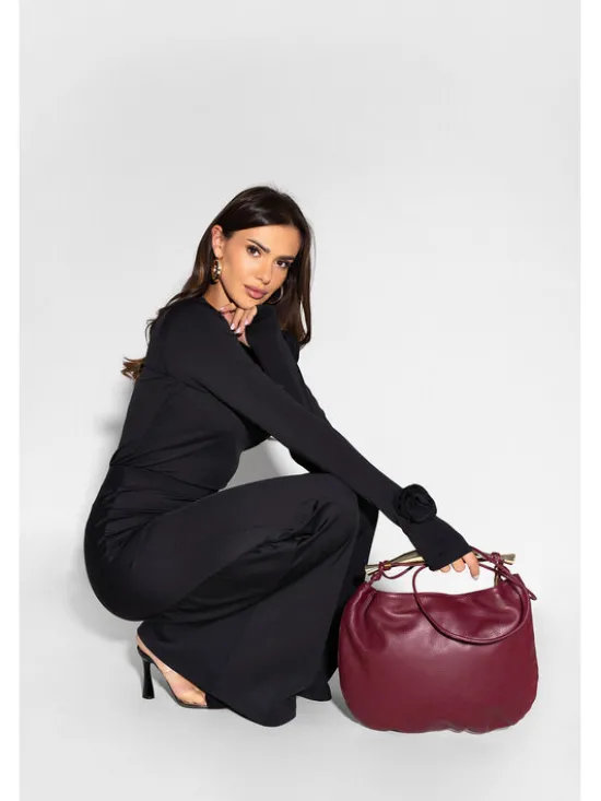 LilaLou Bluzka Amber Czarny Slim Fit