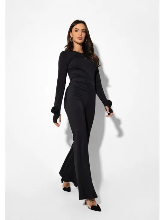LilaLou Bluzka Amber Czarny Slim Fit