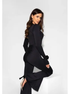 LilaLou Bluzka Amber Czarny Slim Fit