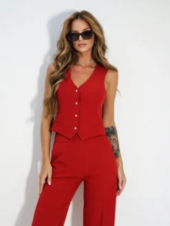 LilaLou Kamizelka Karen Czerwony Regular Fit