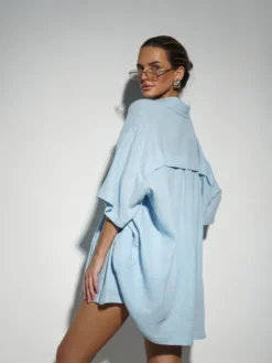 LilaLou Komplet bluzka i spodnie Mila Short Niebieski Regular Fit