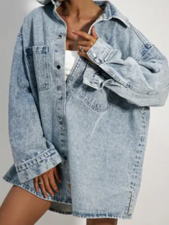 LilaLou Kurtka jeansowa Rhode Niebieski Oversize