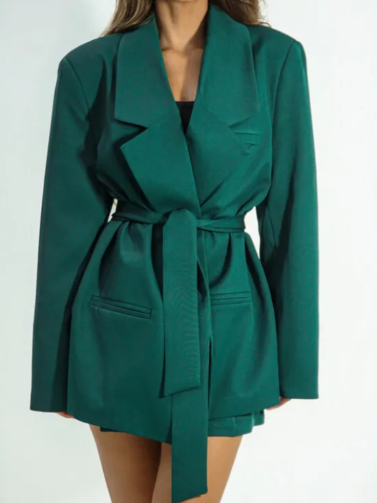 LilaLou Marynarka About You Zielony Oversize