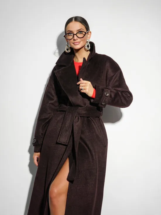 LilaLou Płaszcz przejściowy City Brązowy Oversize