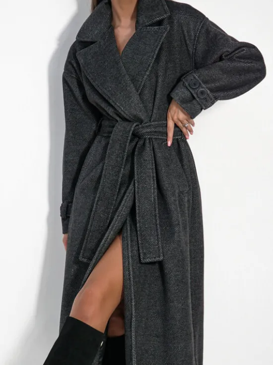 LilaLou Płaszcz przejściowy City Czarny Oversize