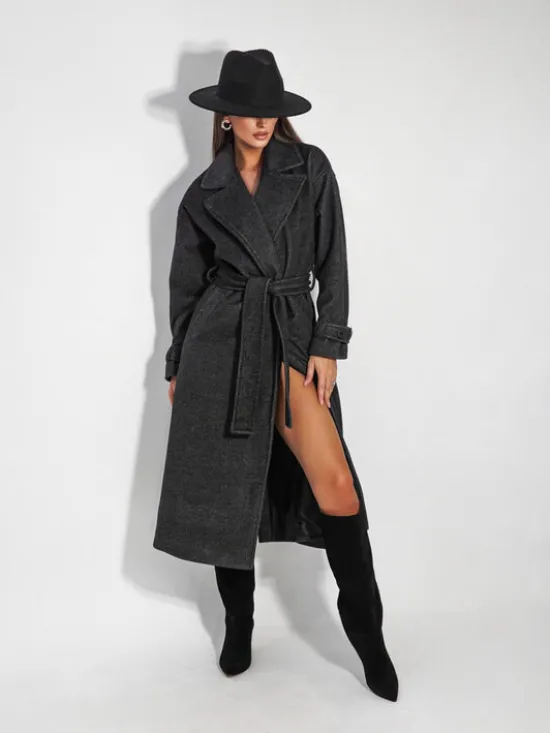 LilaLou Płaszcz przejściowy City Czarny Oversize