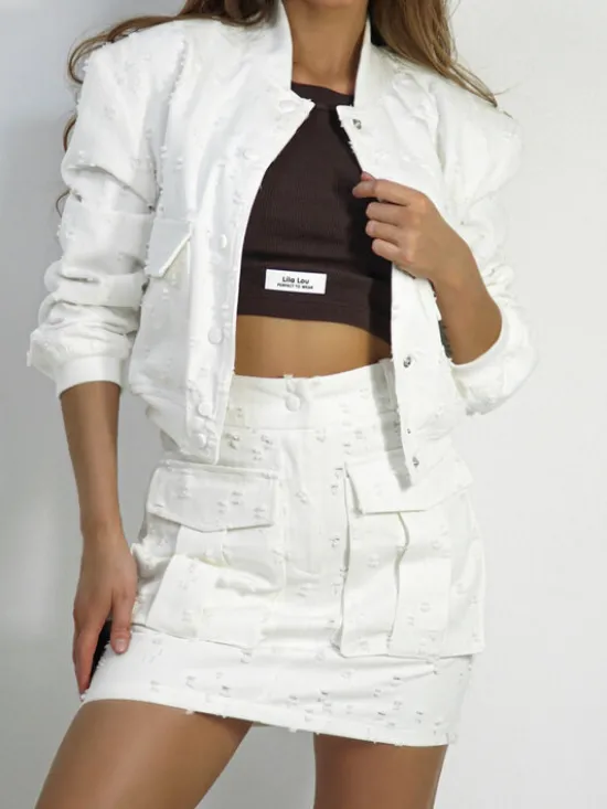 LilaLou Spódnica mini Cambio Biały Regular Fit