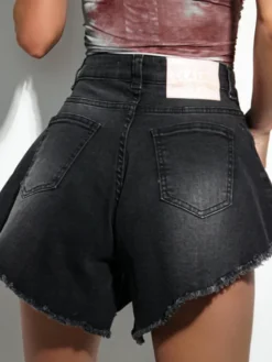 LilaLou Szorty jeansowe Vera Czarny Regular Fit