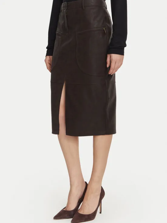 Liu Jo Spódnica z imitacji skóry WF6209 E1157 Brązowy Regular Fit