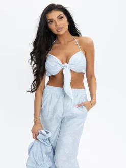 Love Saints Komplet bluzka i spodnie L26LF-KE-K01 Niebieski Slim Fit