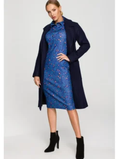 Made of Emotion Płaszcz przejściowy M708 Granatowy Casual Fit