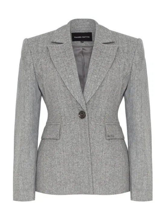 Magda Matyja Marynarka CLAIR BLAZER Szary Fitted Fit