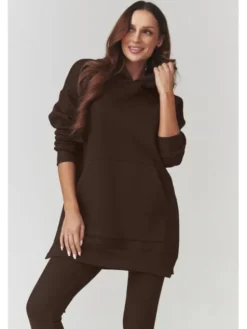 Makadamia Dres A12 Brązowy Regular Fit