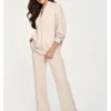 Makadamia Dres M949 Beżowy Loose Fit