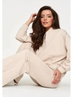 Makadamia Dres M949 Beżowy Loose Fit
