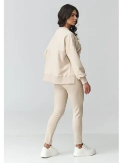 Makadamia Dres M917 Beżowy Loose Fit