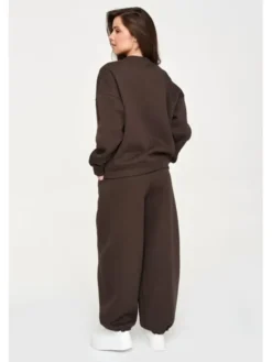 Makadamia Dres M947 Brązowy Loose Fit