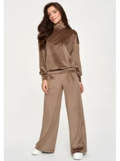Makadamia Dres M953 Brązowy Loose Fit