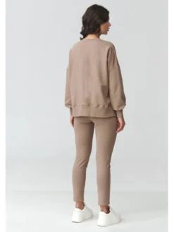 Makadamia Dres M917 Brązowy Loose Fit