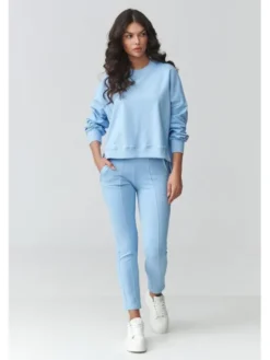 Makadamia Dres M917 Niebieski Loose Fit