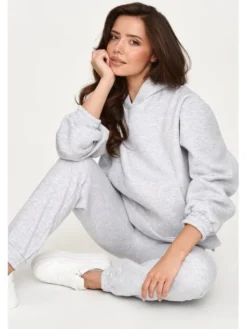 Makadamia Dres M948 Szary Loose Fit