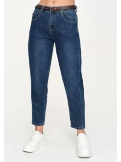 Makadamia Jeansy C72 Granatowy Baggy Fit
