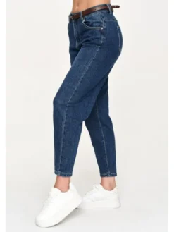 Makadamia Jeansy C72 Granatowy Baggy Fit