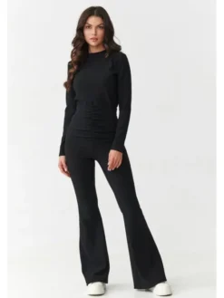 Makadamia Komplet bluzka i spodnie M893 Czarny Slim Fit