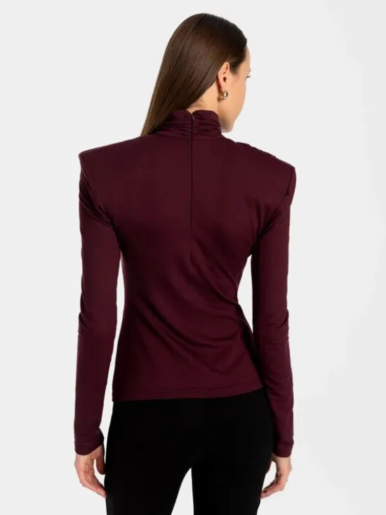 MANDRAGORA Bluzka Varo Bordowy Slim Fit