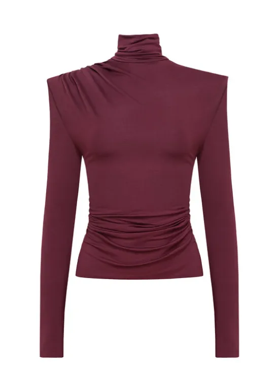 MANDRAGORA Bluzka Varo Bordowy Slim Fit