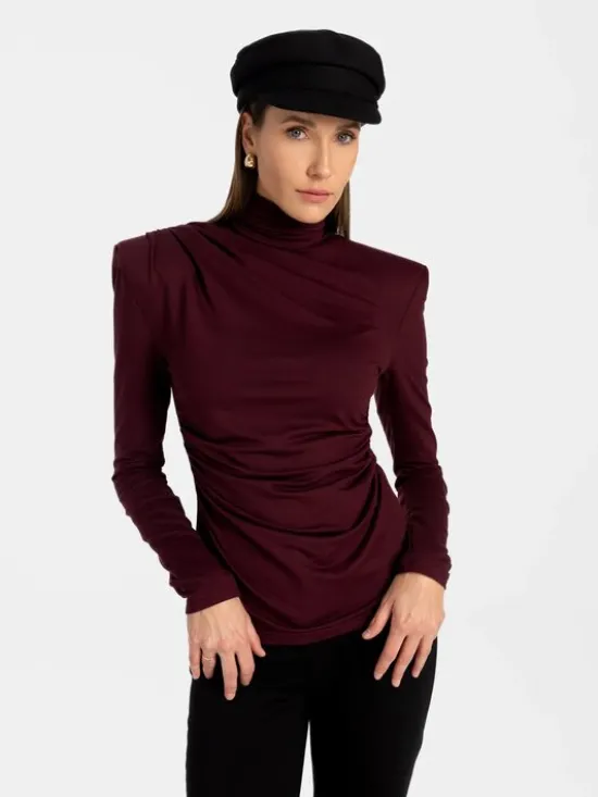MANDRAGORA Bluzka Varo Bordowy Slim Fit