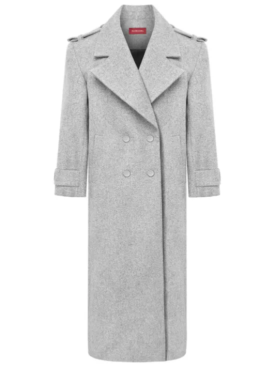 MANDRAGORA Płaszcz wełniany Marove Szary Slim Fit