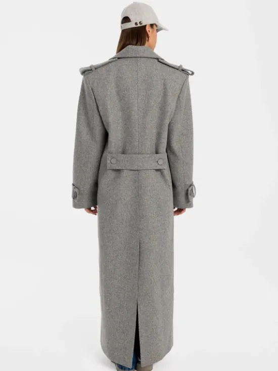 MANDRAGORA Płaszcz wełniany Marove Szary Slim Fit