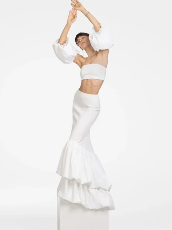 MANDRAGORA Spódnica maxi Zora Kremowy Regular Fit