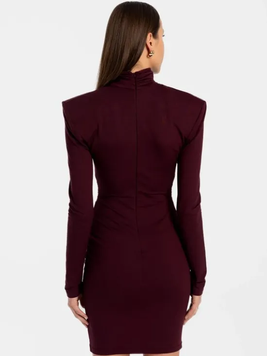 MANDRAGORA Sukienka dzianinowa Soreen Bordowy Slim Fit