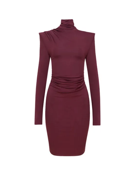 MANDRAGORA Sukienka dzianinowa Soreen Bordowy Slim Fit