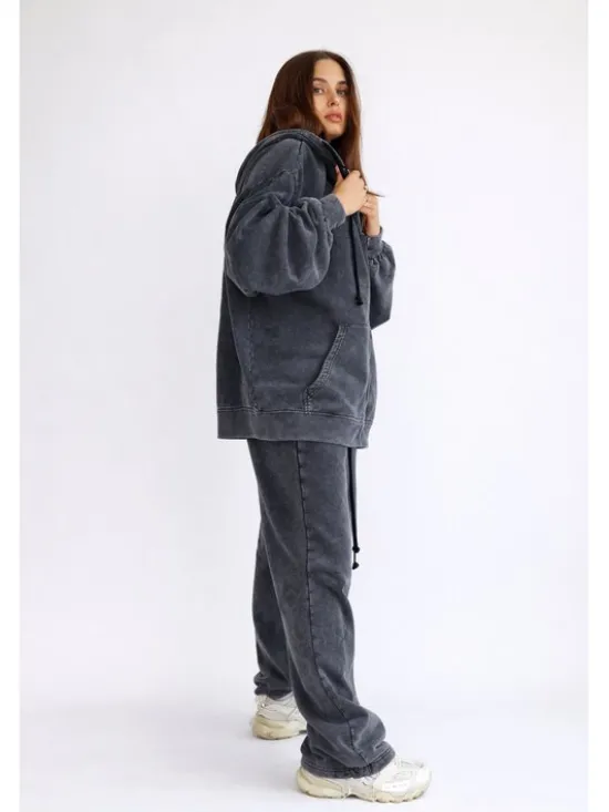 MissDenim Dres Double Belt Tracksuit Set Czarny Oversize