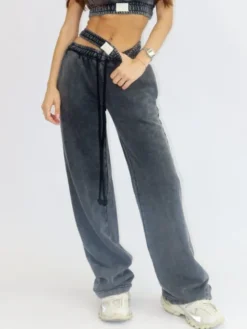 MissDenim Dres Double Belt Tracksuit Set Czarny Oversize