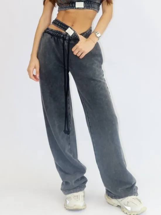 MissDenim Dres Double Belt Tracksuit Set Czarny Oversize
