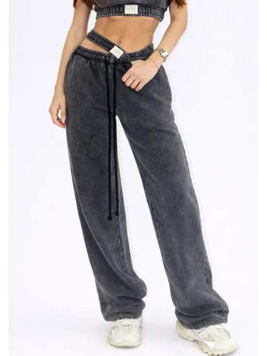 MissDenim Dres Double Belt Tracksuit Set Czarny Oversize