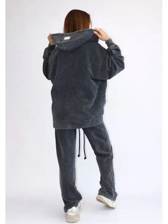 MissDenim Dres Double Belt Tracksuit Set Czarny Oversize