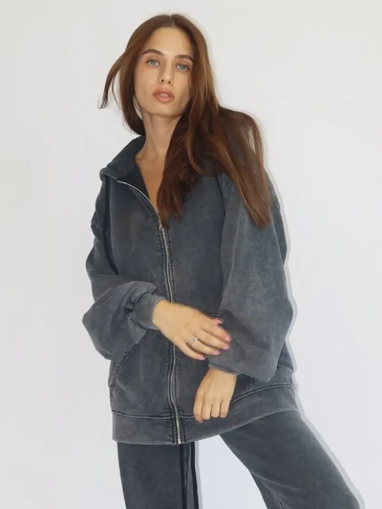 MissDenim Dres Double Belt Tracksuit Set Czarny Oversize