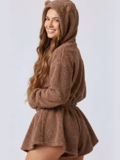 MissDenim Komplet bluza, bluzka i spodnie Teddy Bear Brązowy Basic Fit