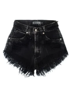 MissDenim Szorty jeansowe High Waist Szary Regular Fit