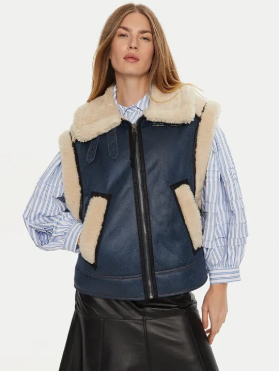 Munthe Bezrękawnik Tuppa 243150524341 Granatowy Loose Fit