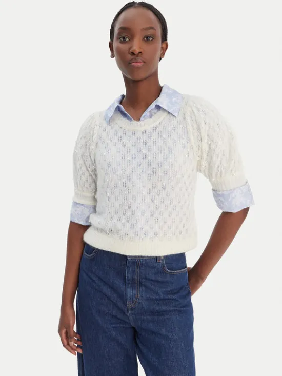 Munthe Sweter Popta 252161925274 Écru Regular Fit