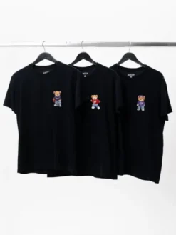 MyStars Komplet t-shirtów Zestaw 3 sztuki Chill Bear Misie Miśki Modne Czarny Regular Fit