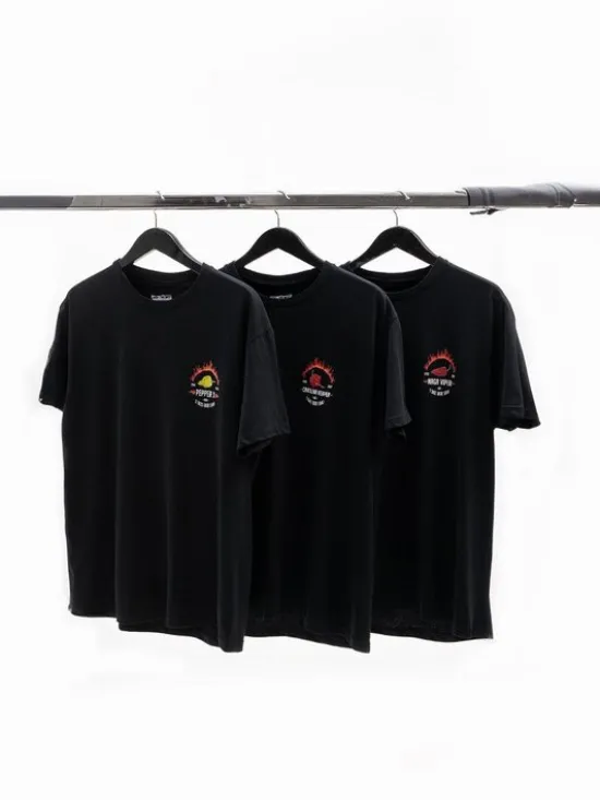 MyStars Komplet t-shirtów Zestaw 3 Koszulki Paryczki ostre Hot Peppers Czarny Regular Fit