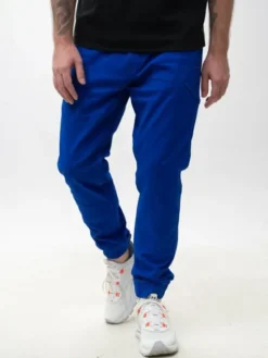 MyStars Spodnie materiałowe joggery Błękitne Klasyczne 6 kieszeni 40 Niebieski Regular Fit